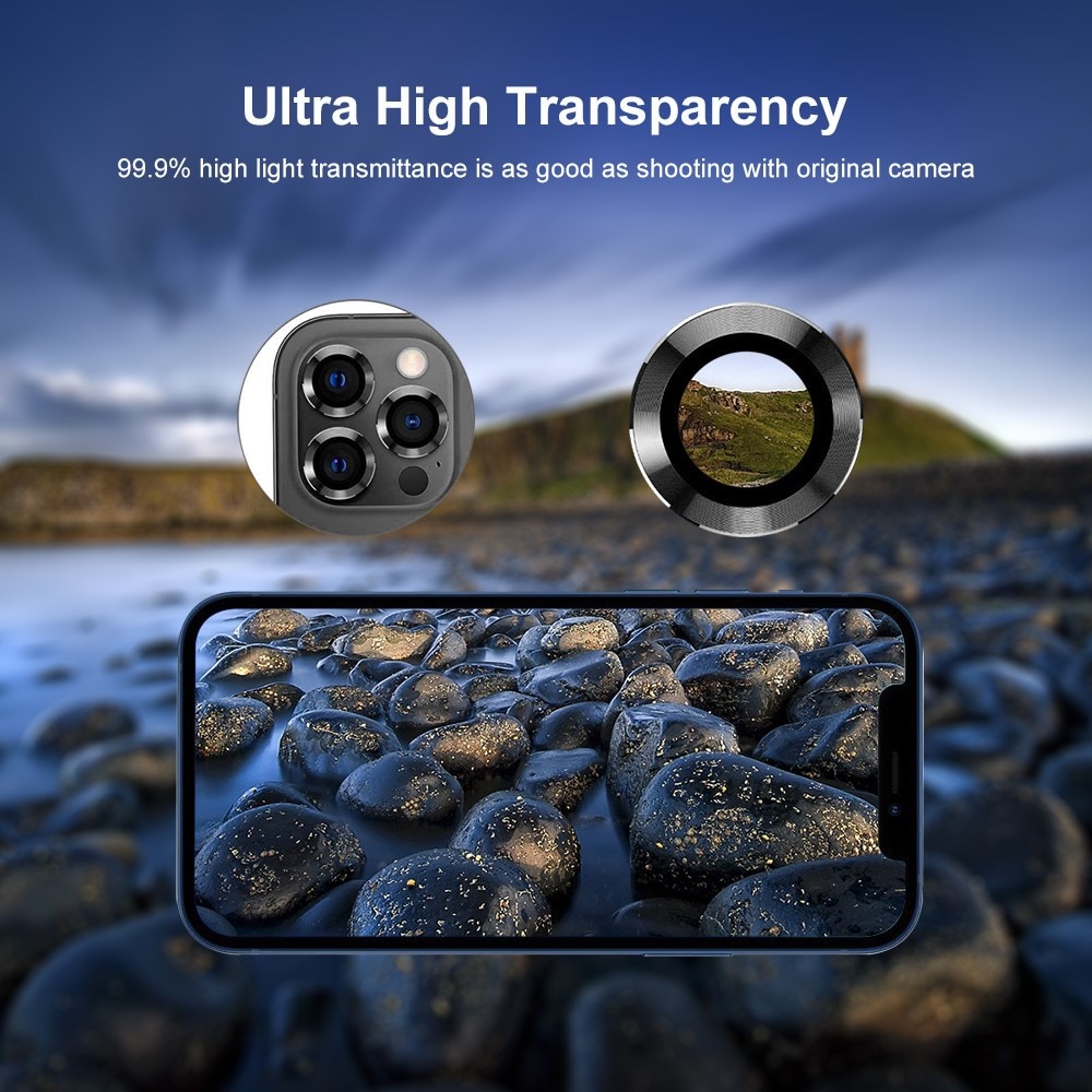 iPhone 14 Pro Max Tempered Glass Lens Protector Aluminium Black