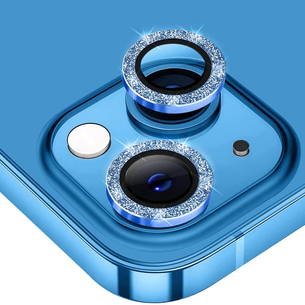 iPhone 14 Glitter Aluminium Tempered Glass Lens Protector Blue