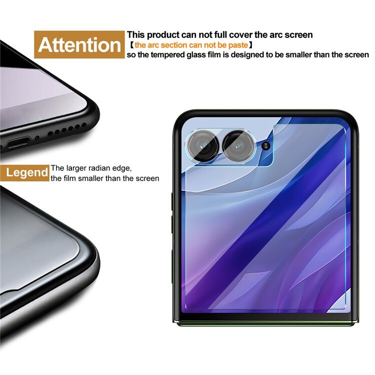 Motorola Razr 50 Ultra Tempered Glass Lens & Outer Screen Protector Transparent