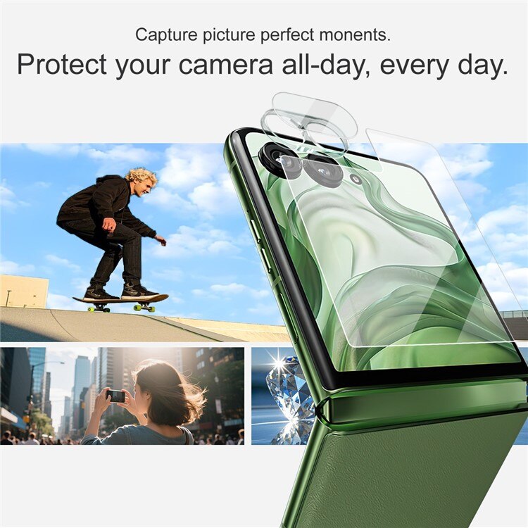 Motorola Razr 50 Ultra Tempered Glass Lens & Outer Screen Protector Transparent