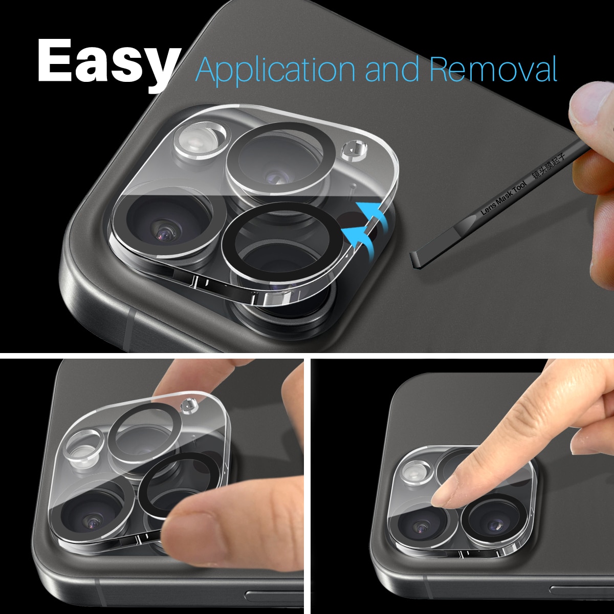 iPhone 15 Pro Tempered Glass Lens Protector (2-pack)