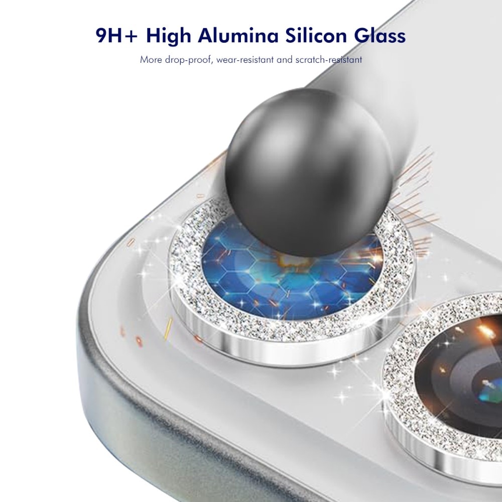 Samsung Galaxy Z Flip 7 Glitter Aluminium Tempered Glass Lens Protector Silver