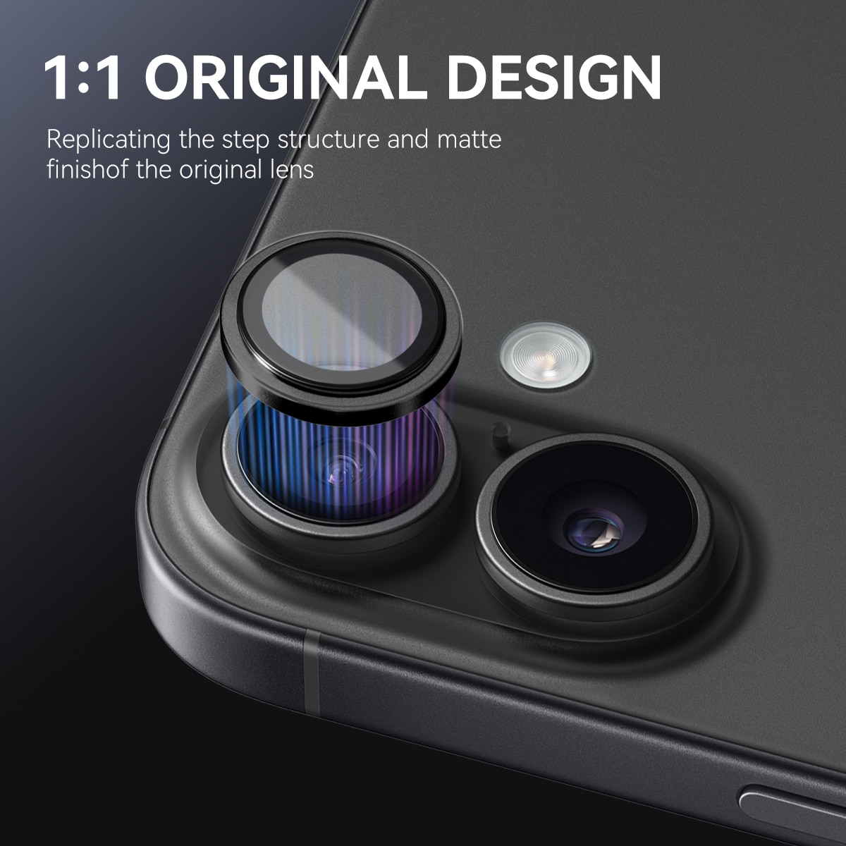 iPhone 17 Tempered Glass Lens Protector Aluminum Black