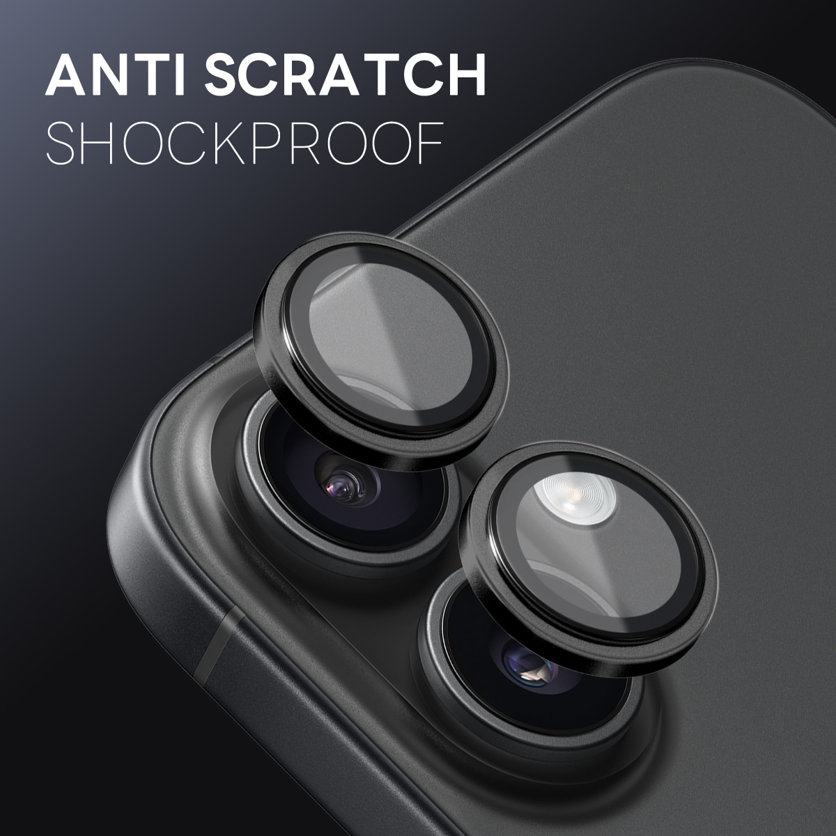 iPhone 17 Tempered Glass Lens Protector Aluminum Black