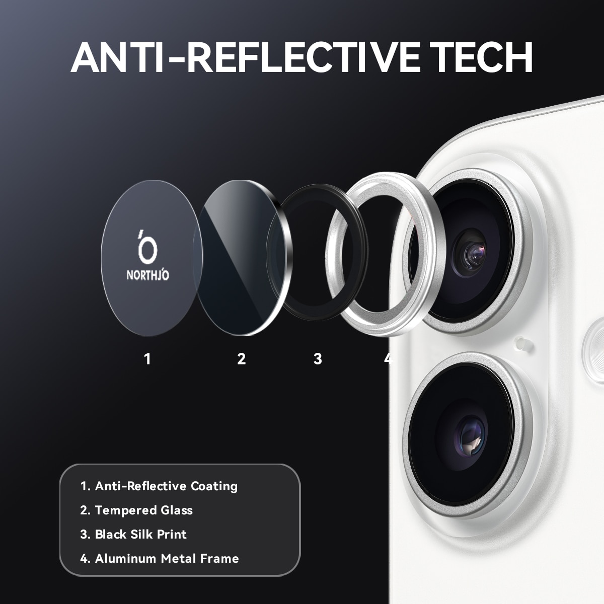 iPhone 17 Tempered Glass Lens Protector Aluminum Silver