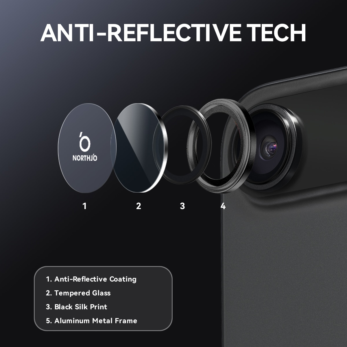 iPhone 17 Air Tempered Glass Lens Protector Aluminum Black
