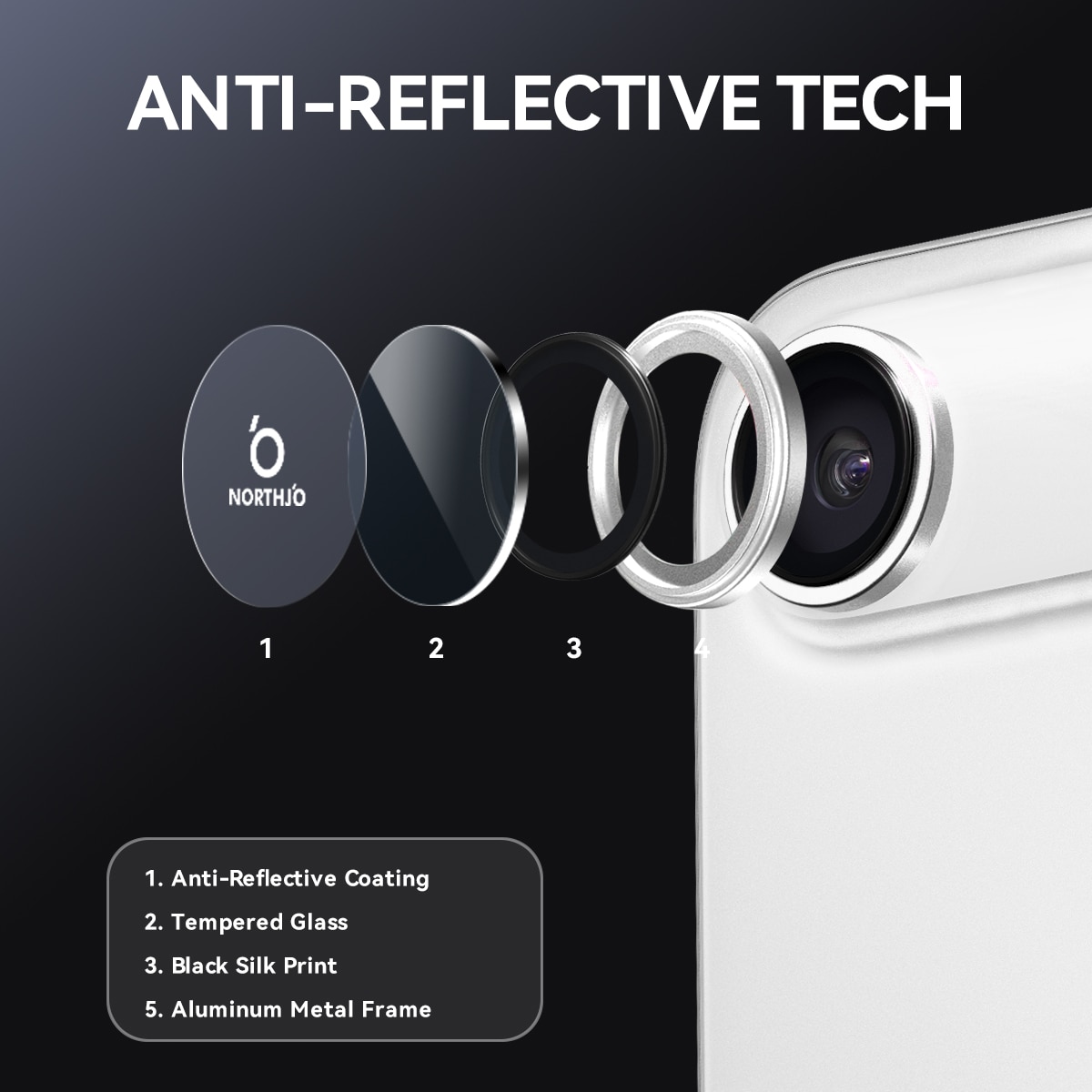 iPhone 17 Air Tempered Glass Lens Protector Aluminum Silver