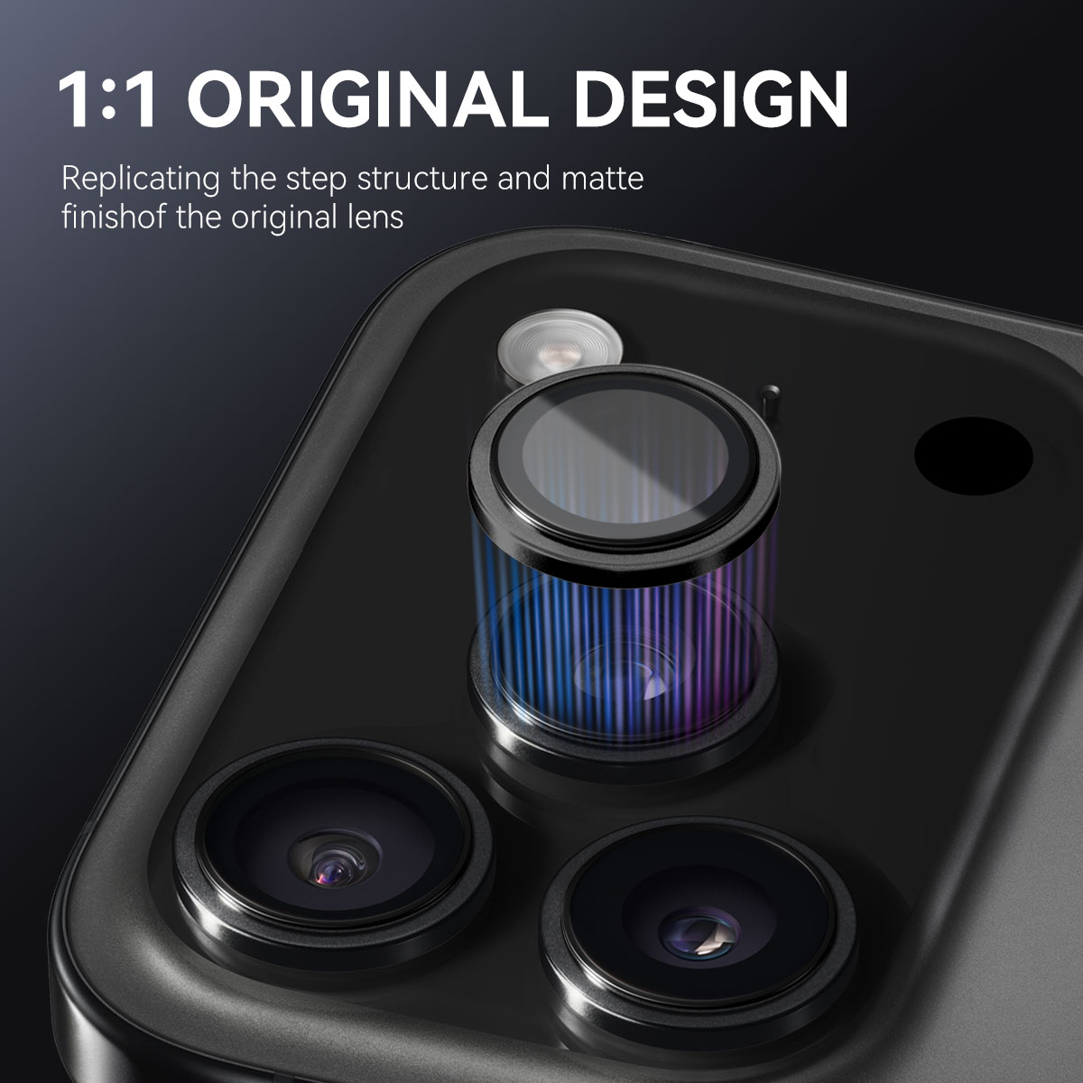iPhone 17 Pro Tempered Glass Lens Protector Aluminum Black