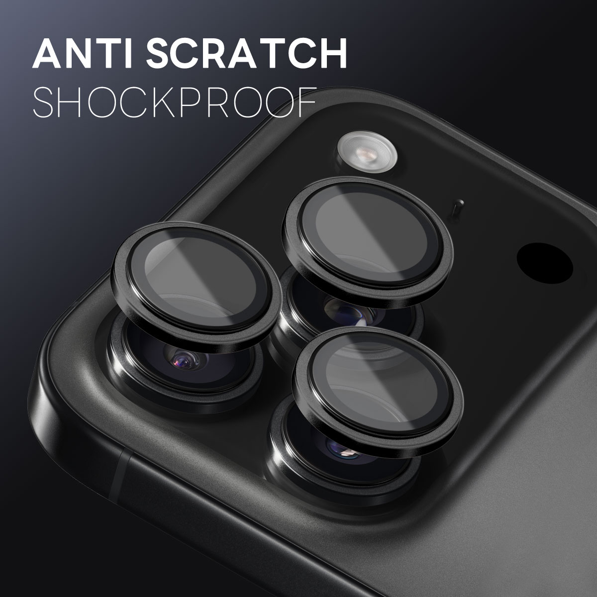 iPhone 17 Pro Tempered Glass Lens Protector Aluminum Black