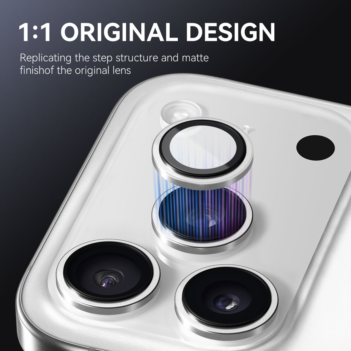 iPhone 17 Pro Max Tempered Glass Lens Protector Aluminum Silver
