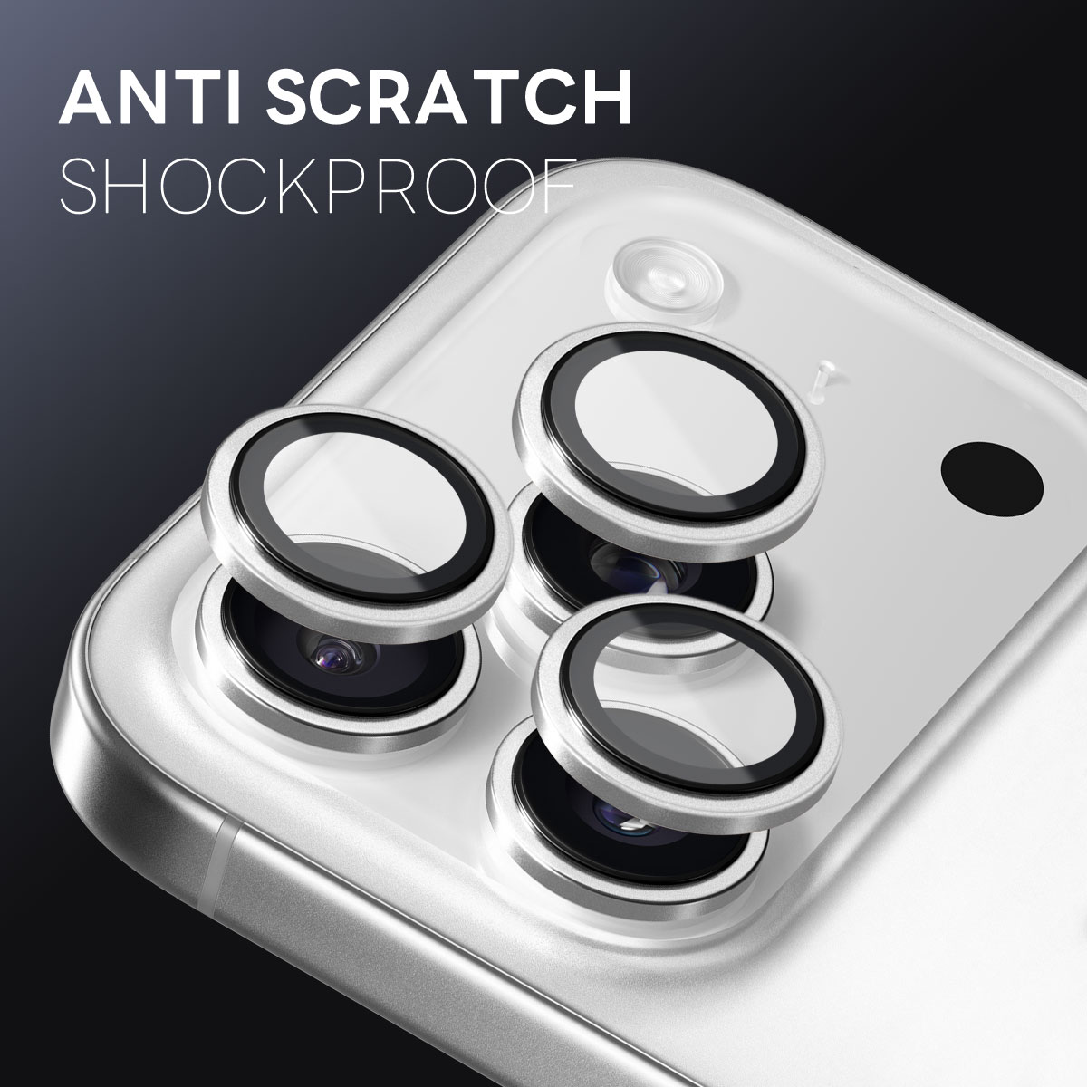 iPhone 17 Pro Tempered Glass Lens Protector Aluminum Silver