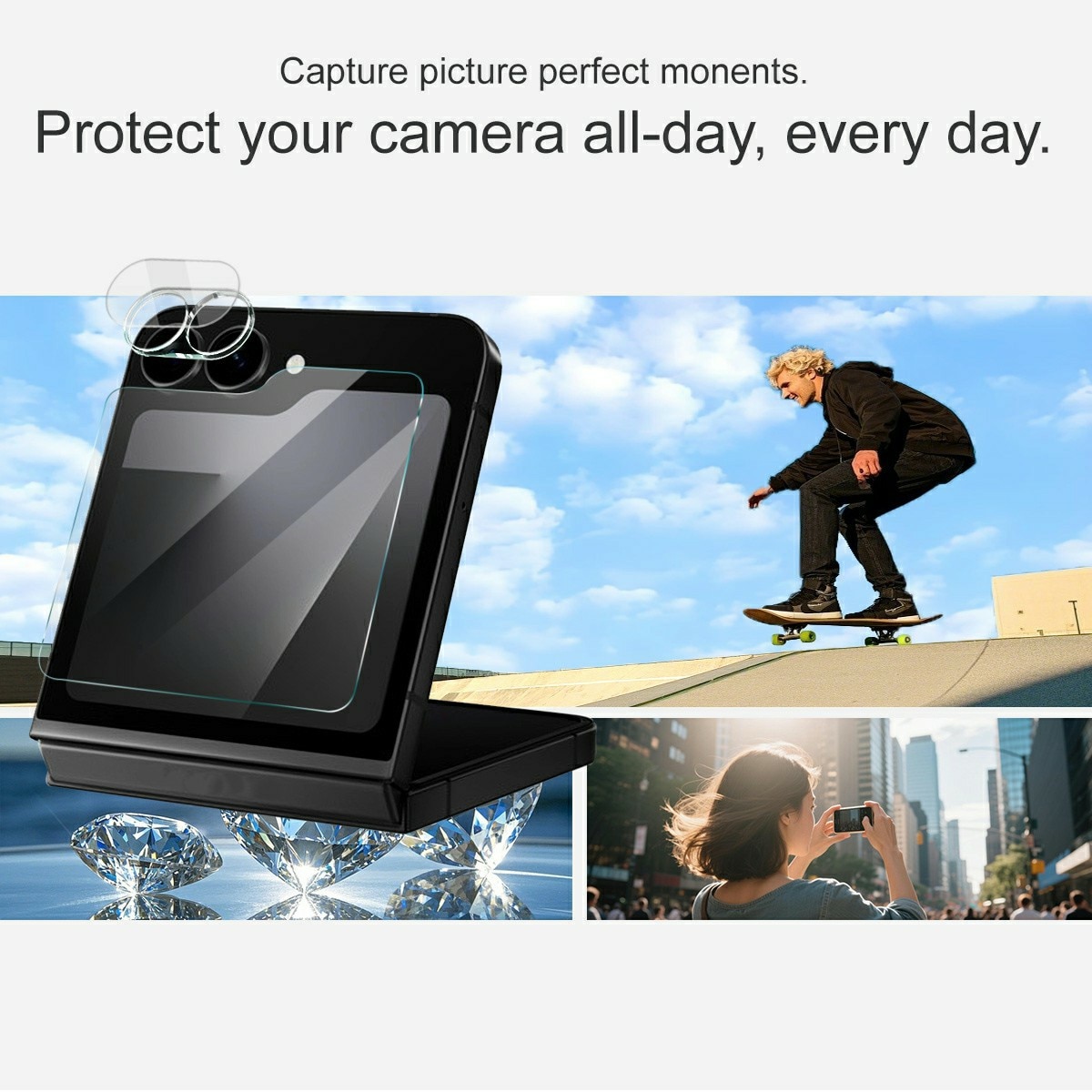 Samsung Galaxy Z Flip 7 FE Tempered Glass Lens & Outer Screen Protector Transparent