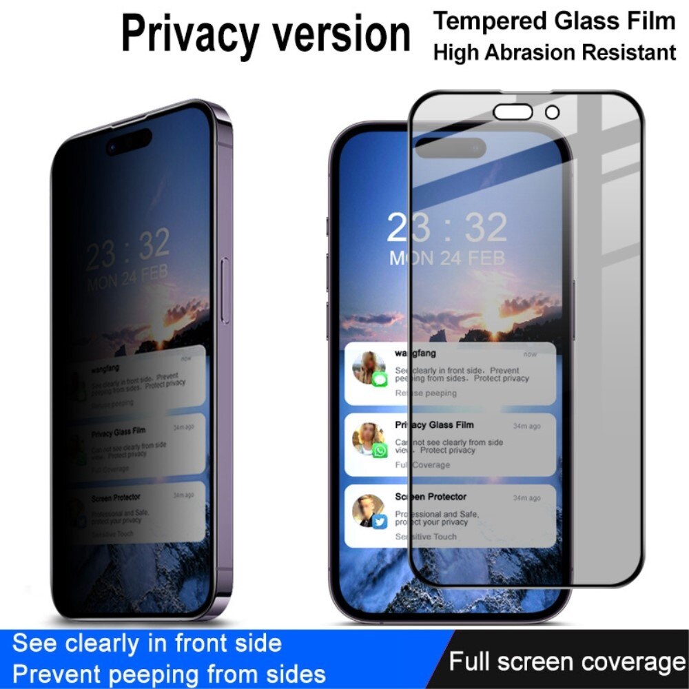 Tempered Glass Full-Cover Privacy Screen Protector iPhone 14 Pro