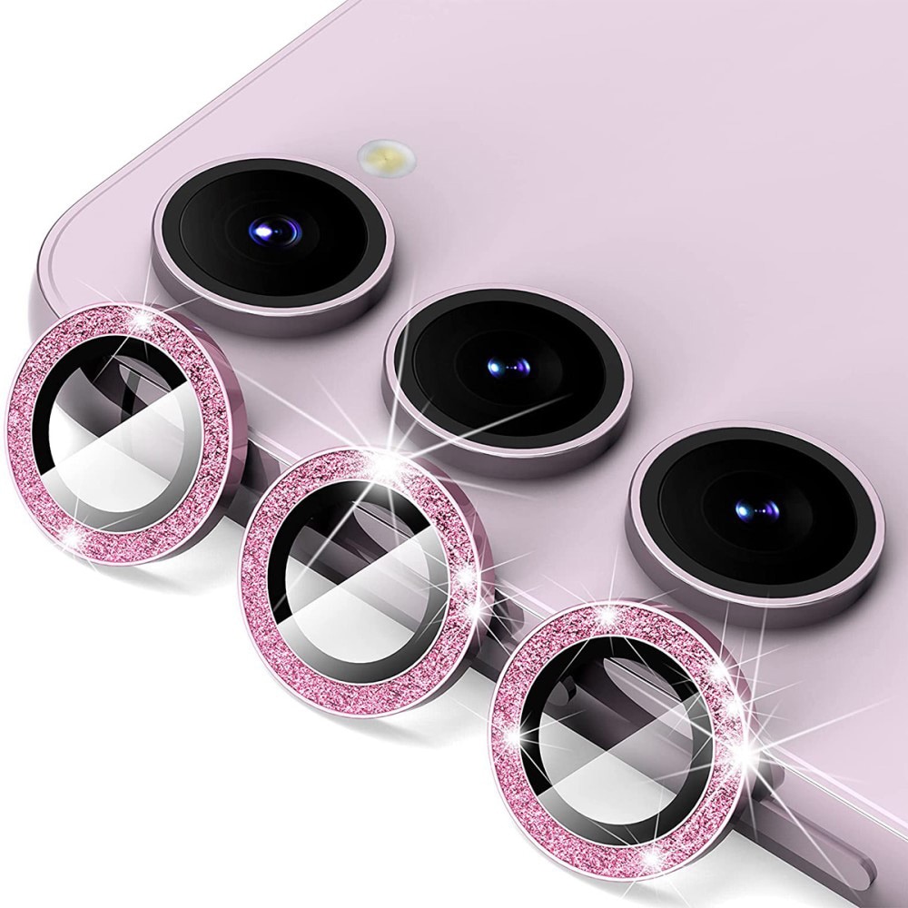 Samsung Galaxy S23/S23 Plus Glitter Aluminium Tempered Glass Lens Protector Pink