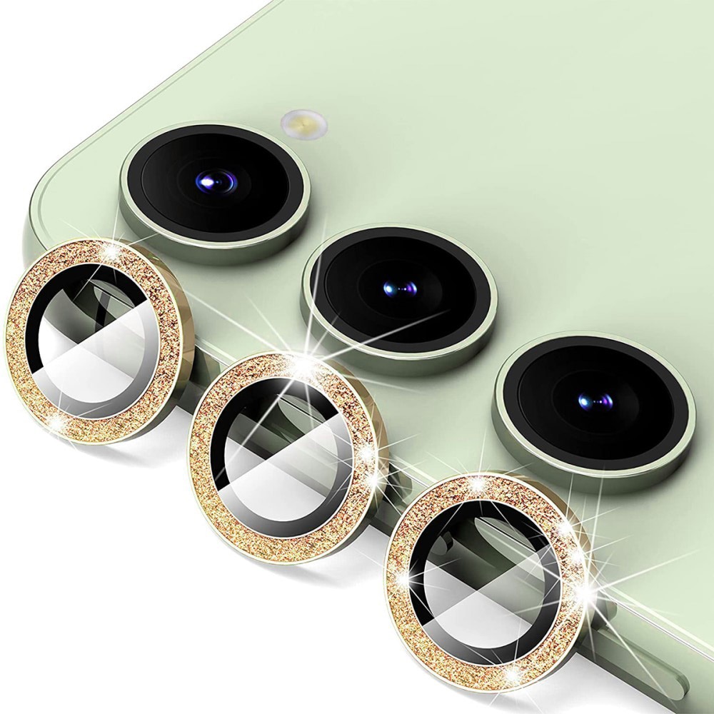 Samsung Galaxy S23/S23 Plus Glitter Aluminium Tempered Glass Lens Protector Gold