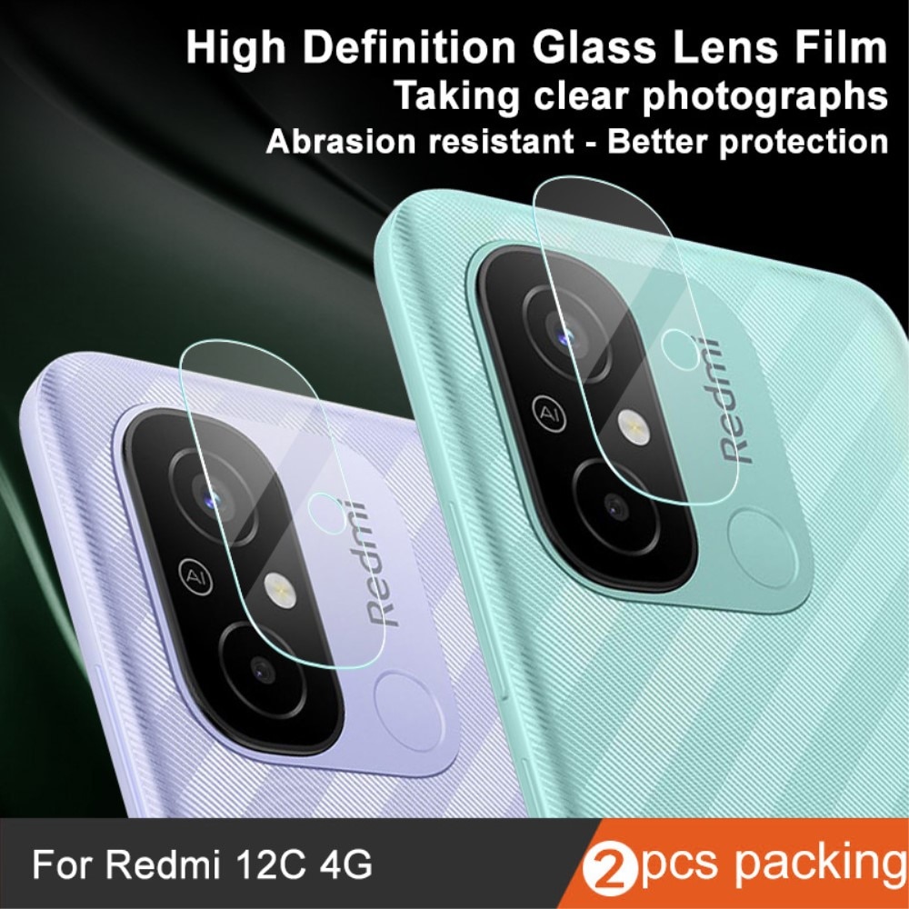 Xiaomi Redmi 12C Tempered Glass Lens Protector (2-pack) Transparent