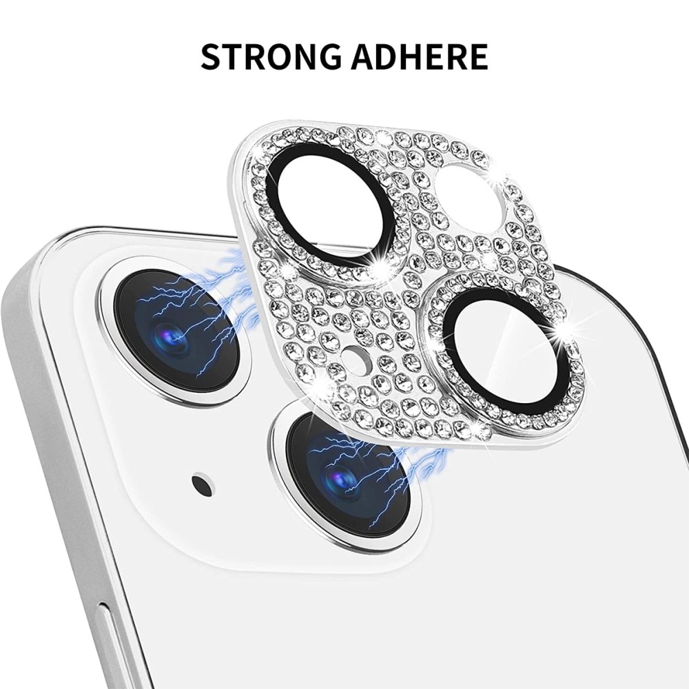 iPhone 14 Plus Glitter Camera Protector Tempered Glass Aluminium Silver