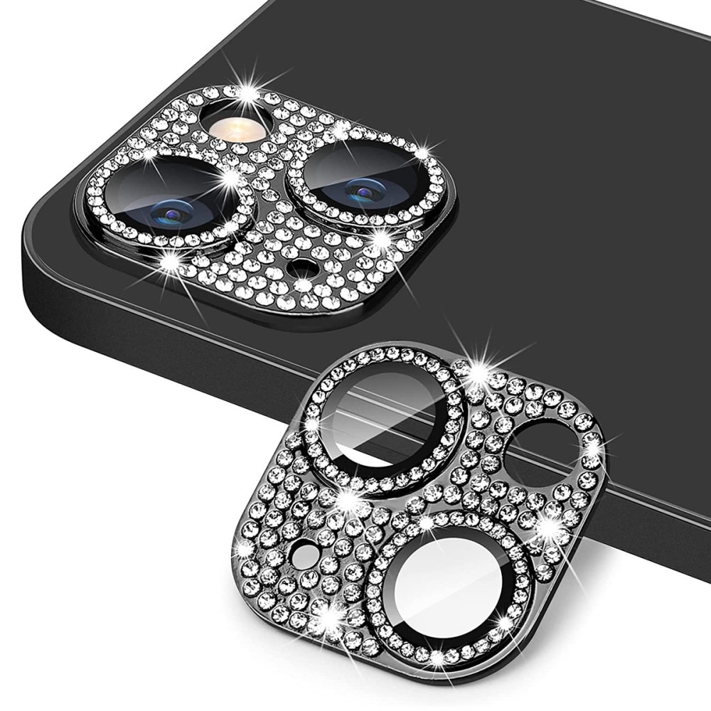 iPhone 14 Glitter Camera Protector Tempered Glass Aluminium Black