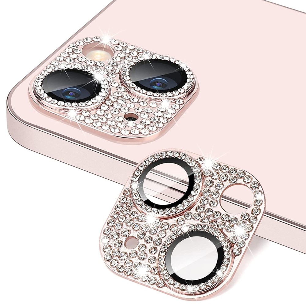 iPhone 13 Mini Glitter Camera Protector Tempered Glass Aluminium Pink