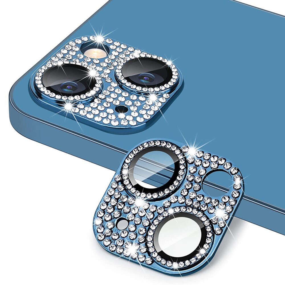 iPhone 13 Glitter Camera Protector Tempered Glass Aluminium Blue