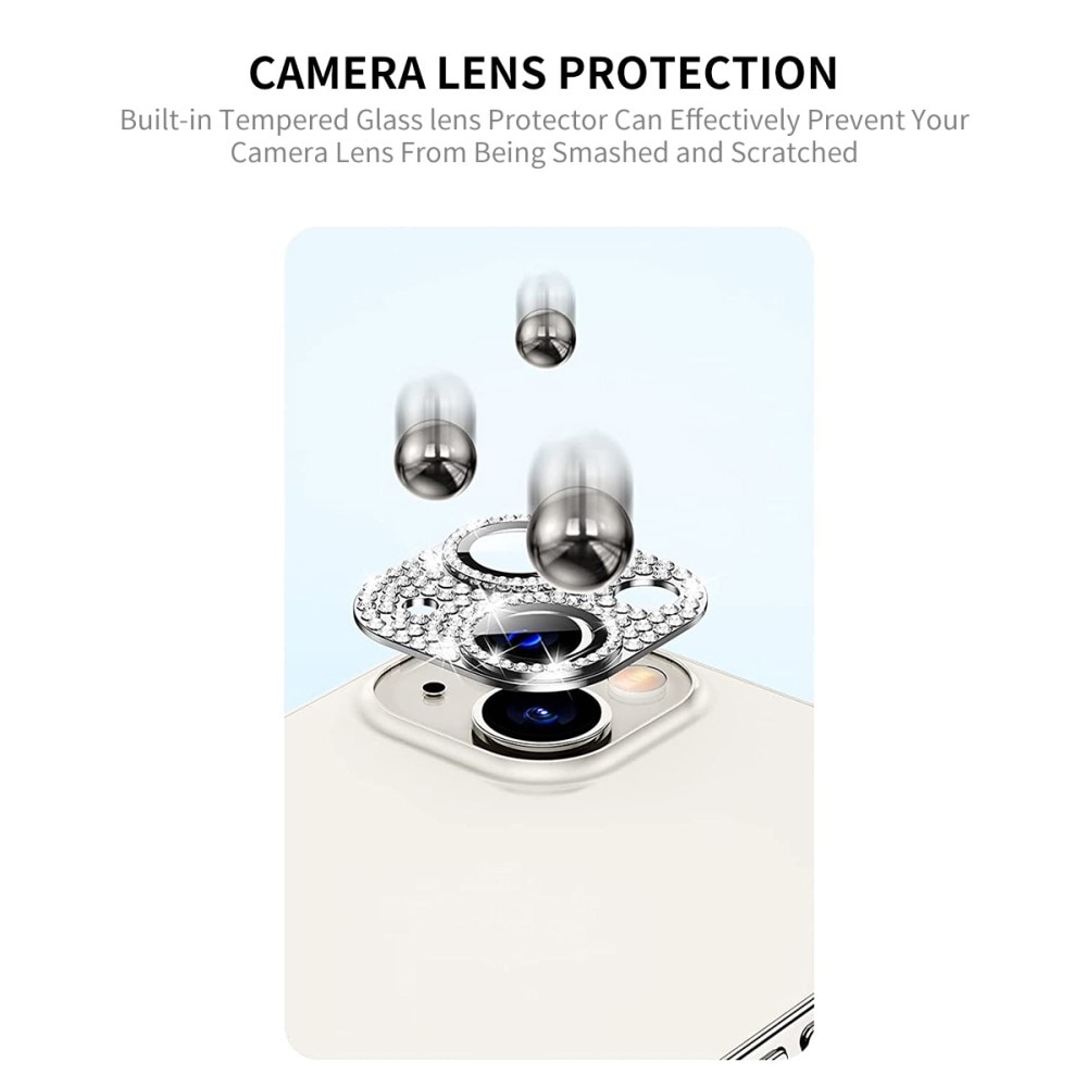 iPhone 13 Glitter Camera Protector Tempered Glass Aluminium Blue