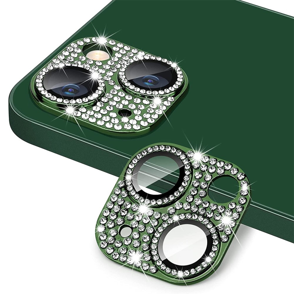 iPhone 13 Mini Glitter Camera Protector Tempered Glass Aluminium Green