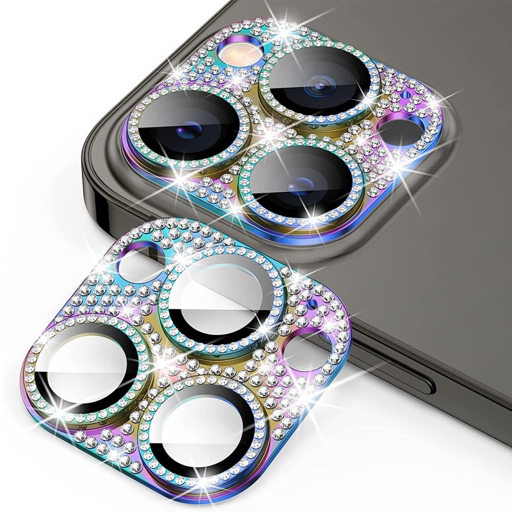 iPhone 14 Pro Glitter Camera Protector Tempered Glass Aluminium Rainbow