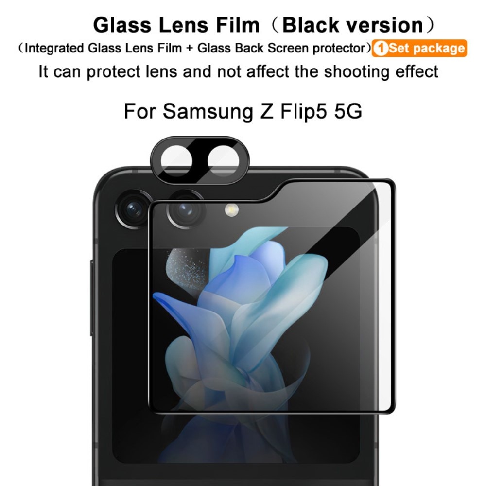 Samsung Galaxy Z Flip 5 Tempered Glass Lens & Outer Screen Protector Black