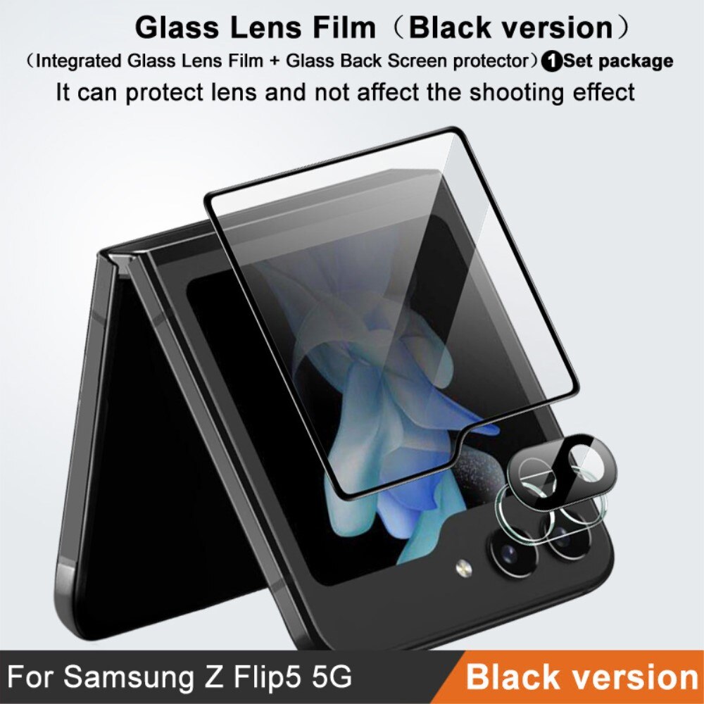 Samsung Galaxy Z Flip 5 Tempered Glass Lens & Outer Screen Protector Black