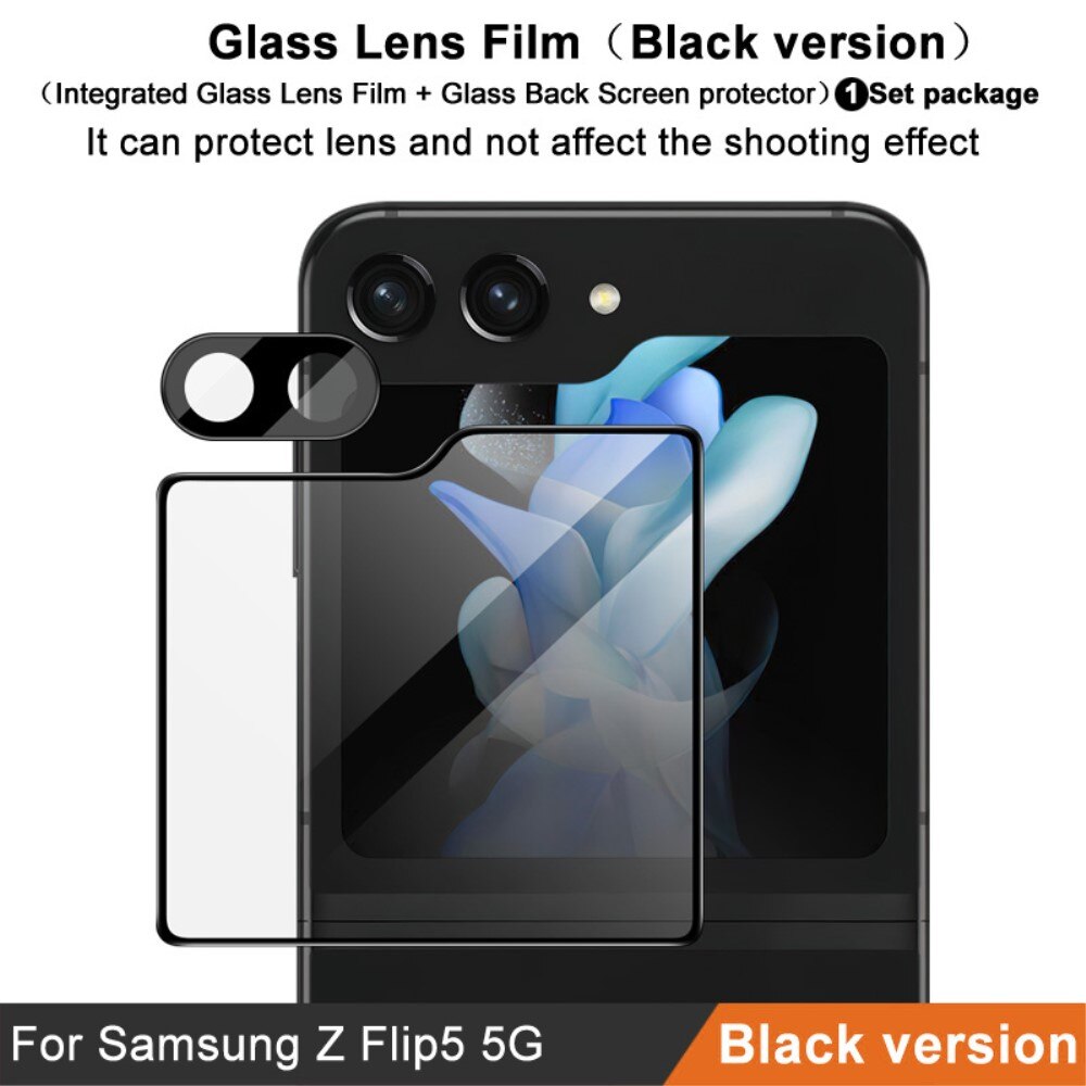 Samsung Galaxy Z Flip 5 Tempered Glass Lens & Outer Screen Protector Black