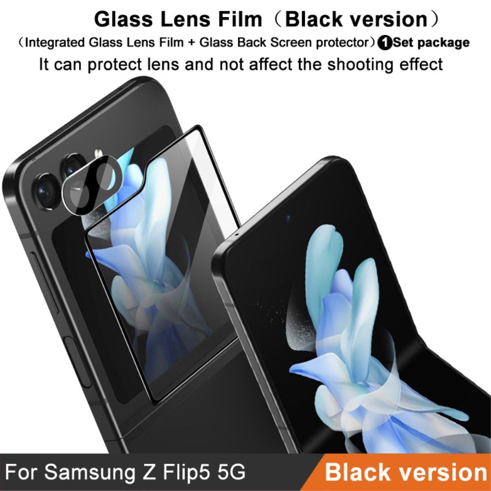 Samsung Galaxy Z Flip 5 Tempered Glass Lens & Outer Screen Protector Black