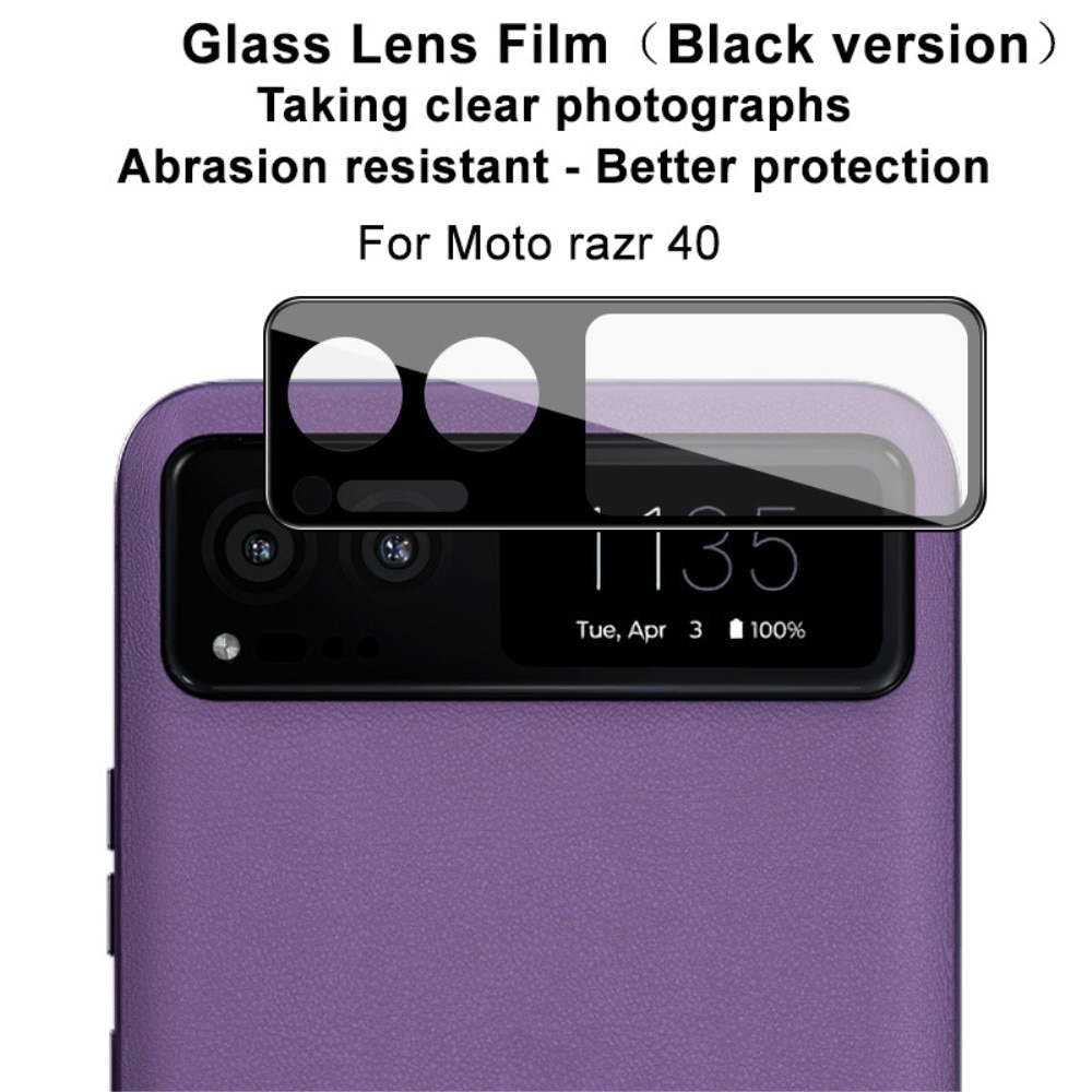 Motorola Razr 40 Tempered Glass 0.2mm Lens Protector Black