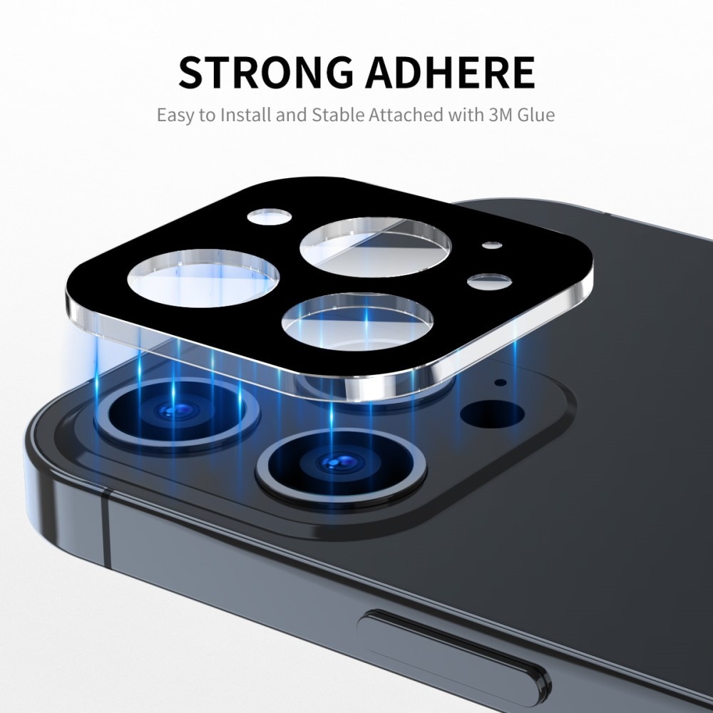 iPhone 15 Pro Max Tempered Glass Lens Protector Aluminium Black
