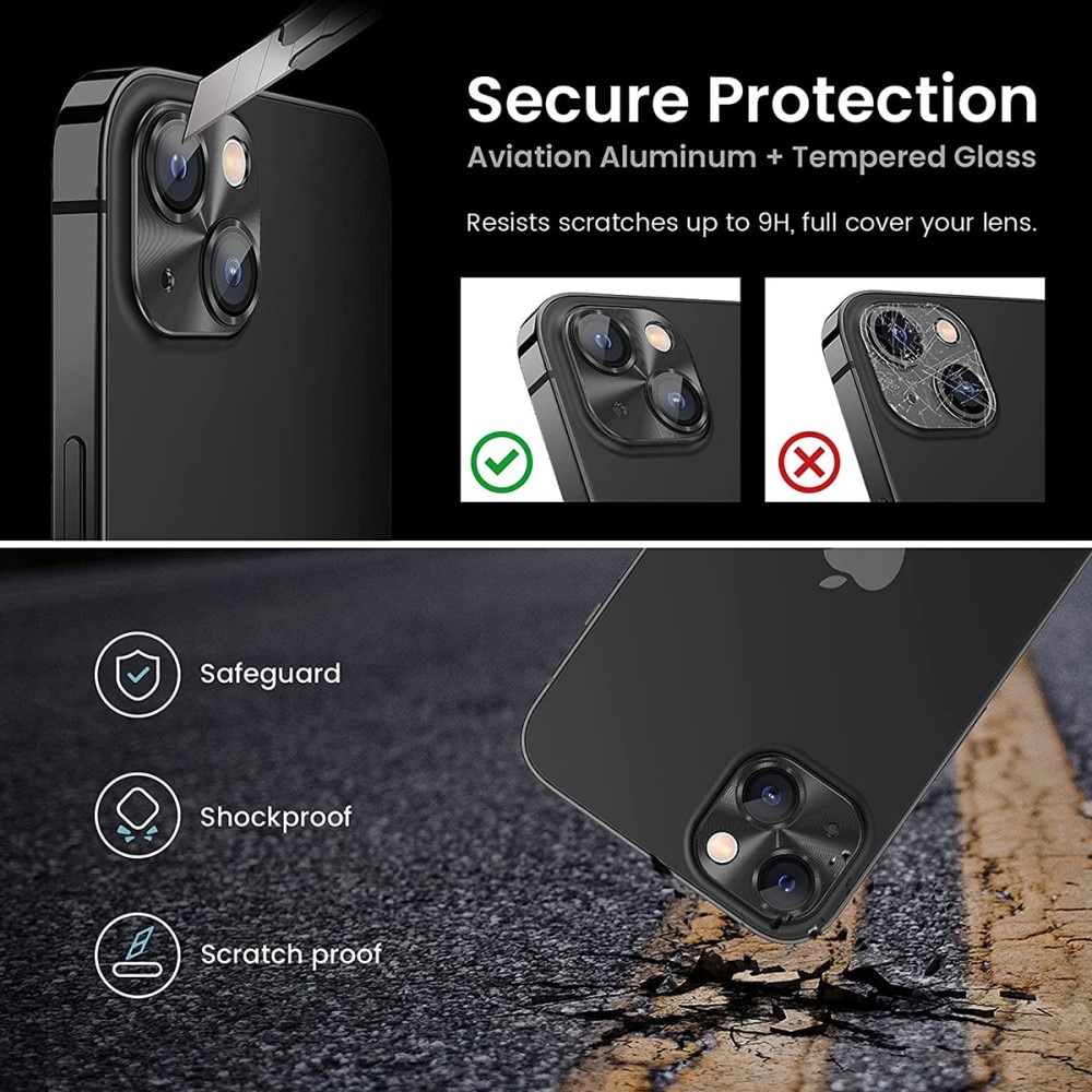 iPhone 15 Plus Camera Protector Tempered Glass Aluminium Black