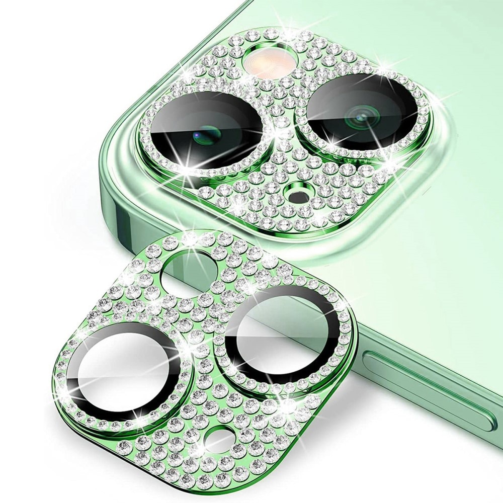 iPhone 15 Glitter Camera Protector Tempered Glass Aluminium Green