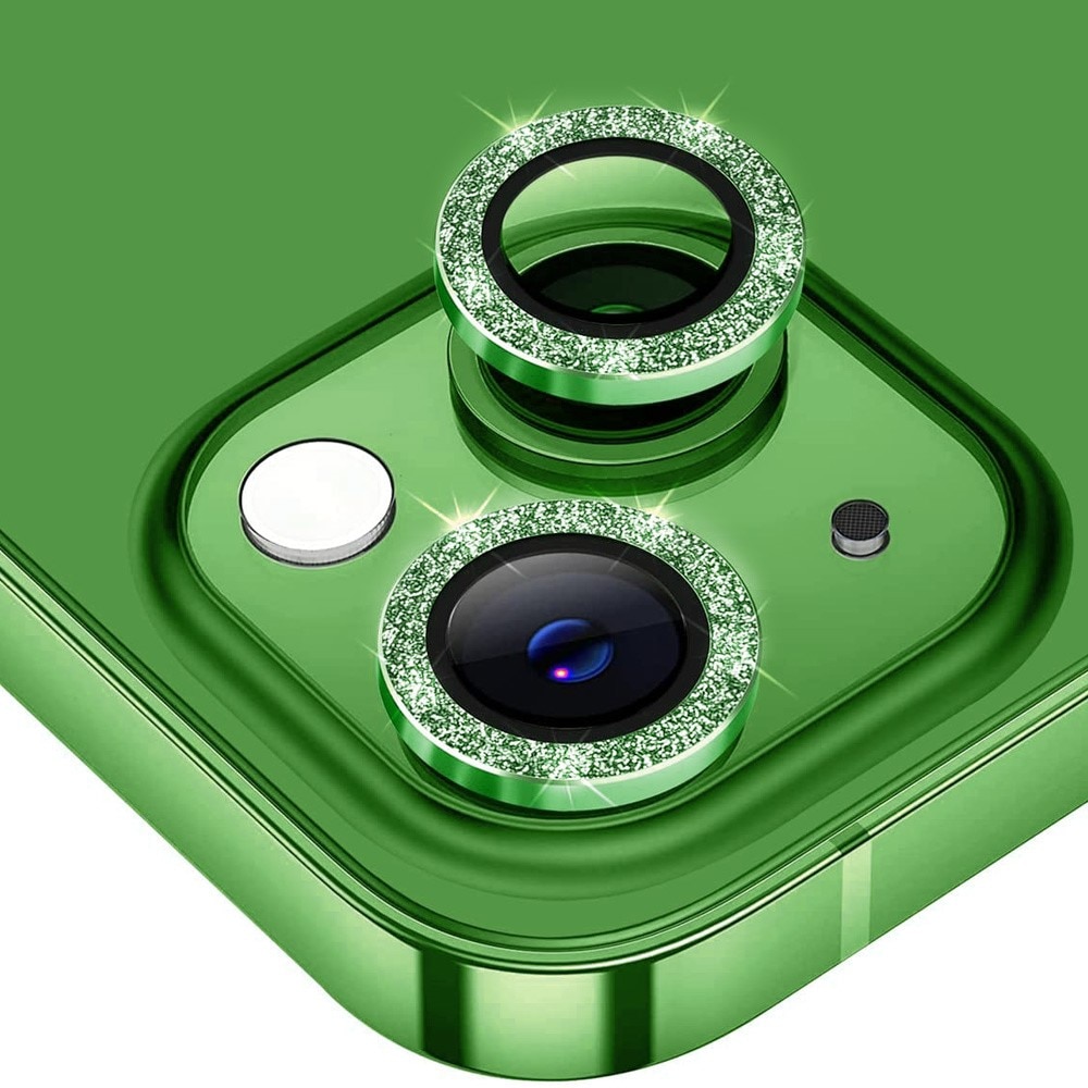 iPhone 15 Plus Glitter Aluminium Tempered Glass Lens Protector Green