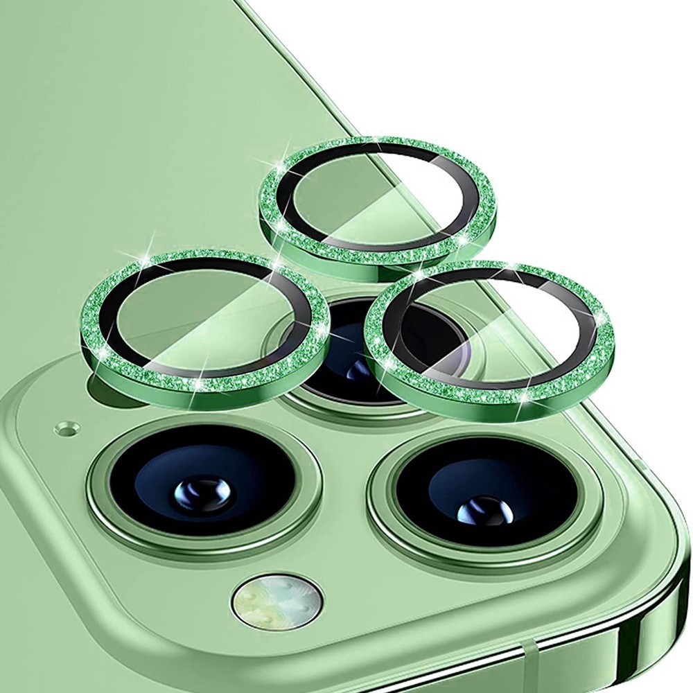 iPhone 15 Pro Glitter Aluminium Tempered Glass Lens Protector Green