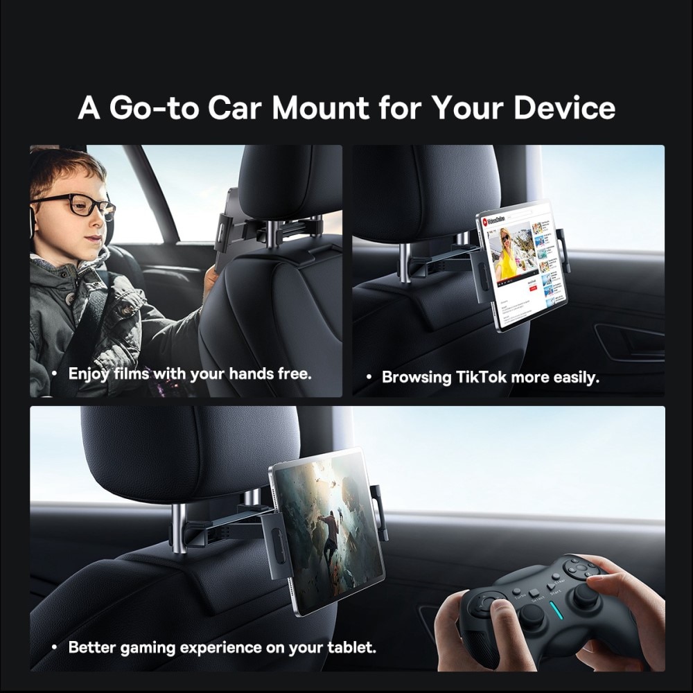 Car Headrest Tablet Holder, Black
