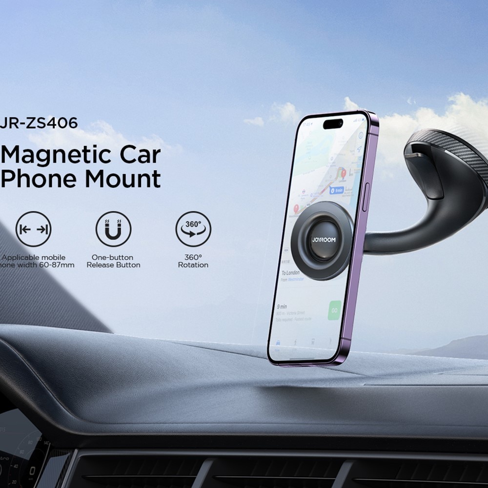 JR-ZS406 MagSafe Phone Holder Car Mount Windshield/Dashboard Black