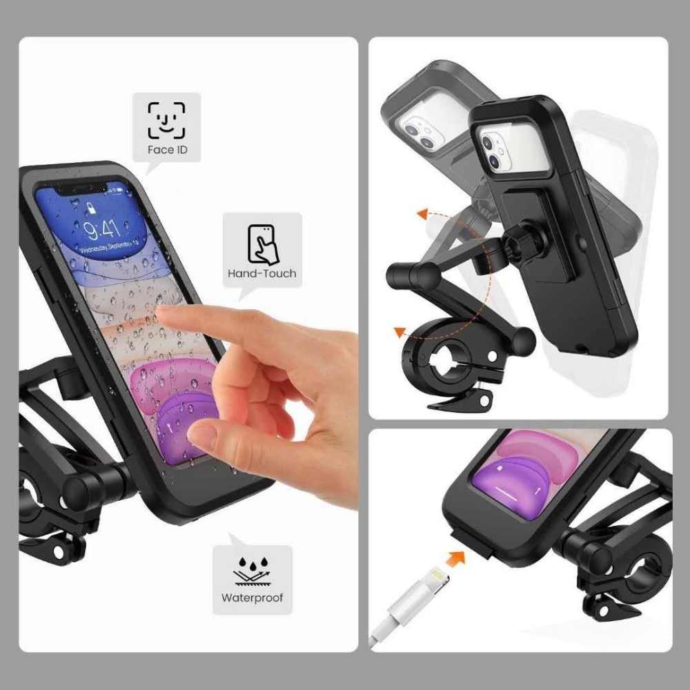 Waterproof mobile holder for bicycle/motorcycle Black