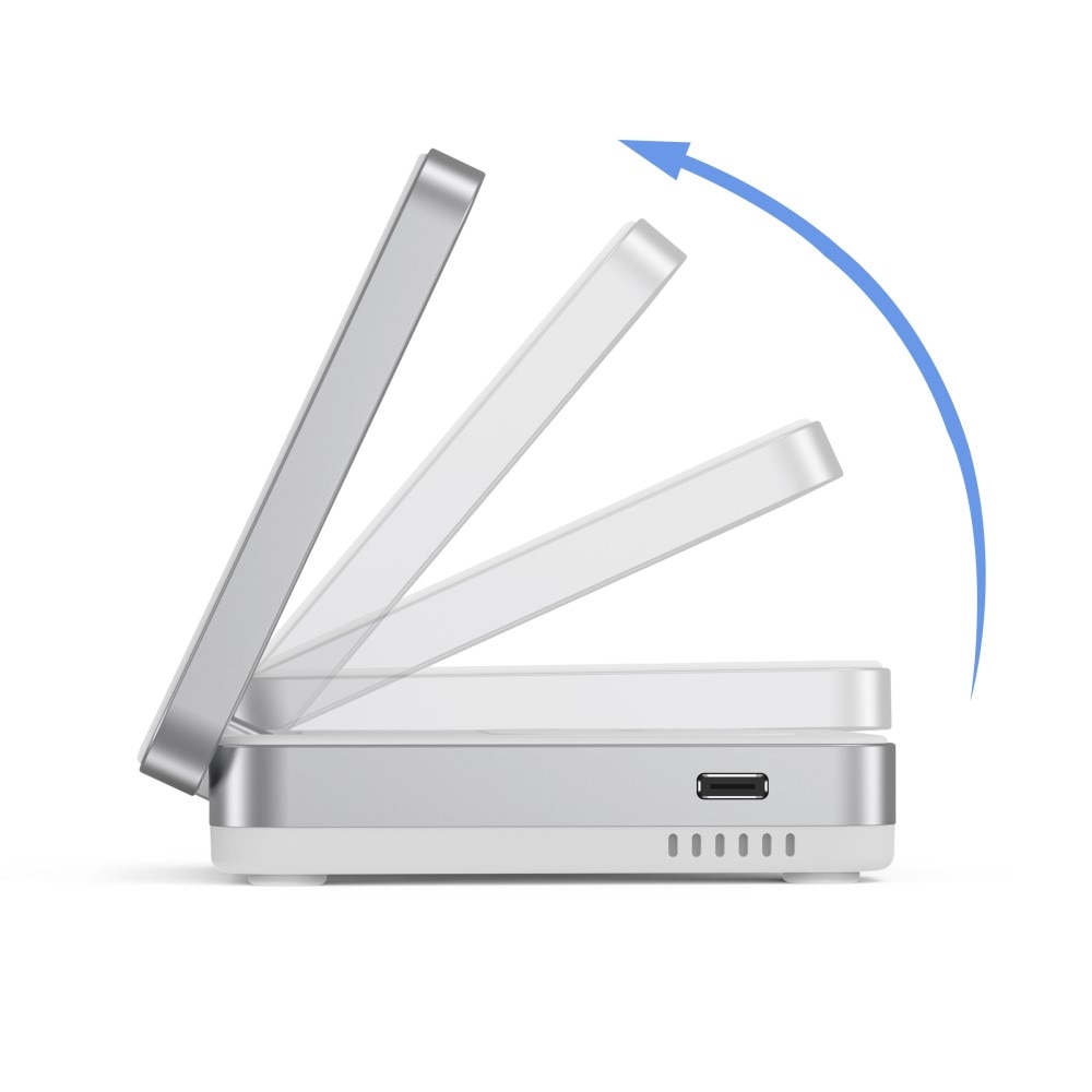 Compact 3-in-1 Qi2 Wireless Magnetic Foldable Charging Station White