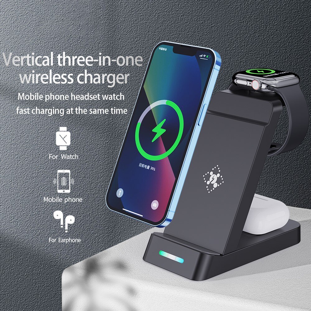 3-in-1 Wireless Charging Station for Apple Black