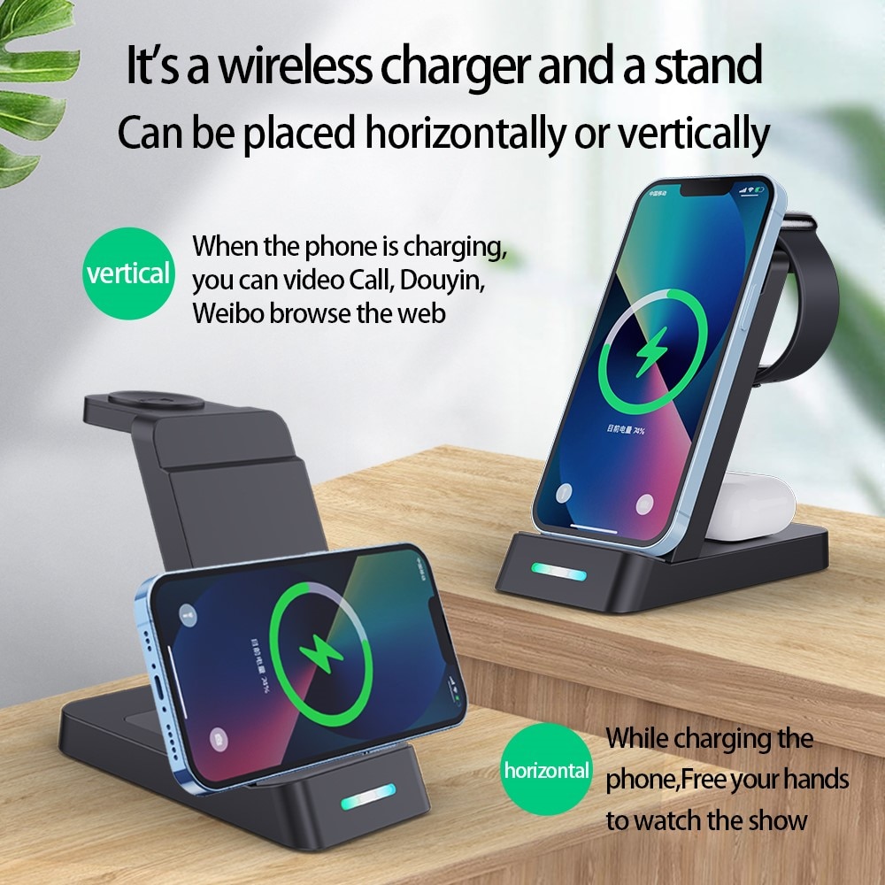 3-in-1 Wireless Charging Station for Apple Black