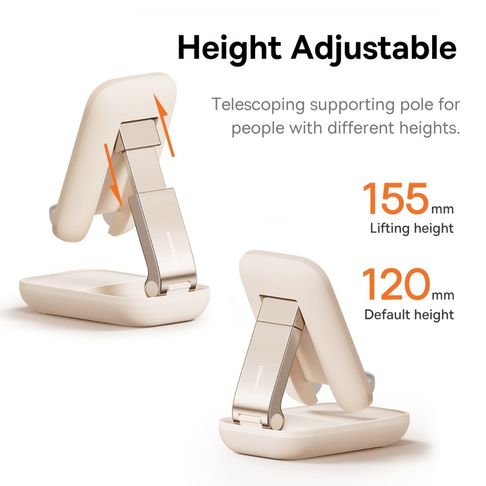 Foldable Table Stand with Mirror for Mobile Beige