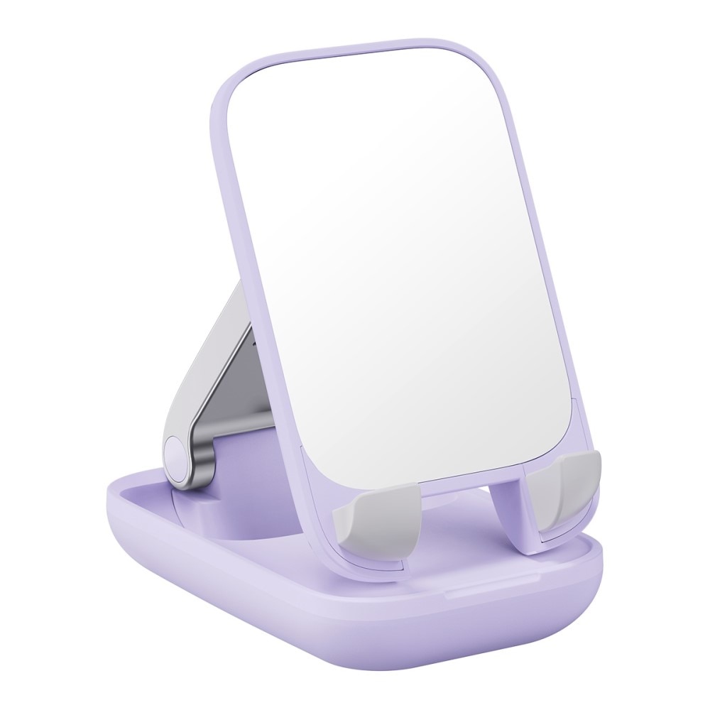 Foldable Table Stand with Mirror for Mobile Purple