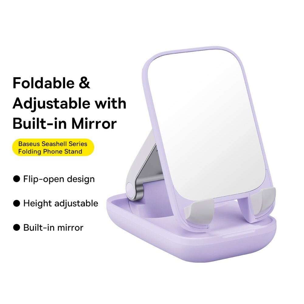 Foldable Table Stand with Mirror for Mobile Purple