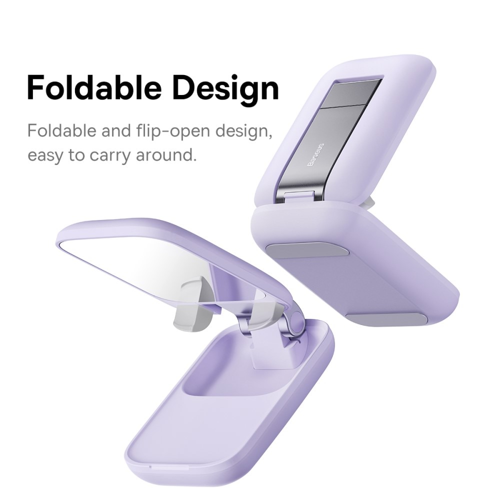 Foldable Table Stand with Mirror for Mobile Purple
