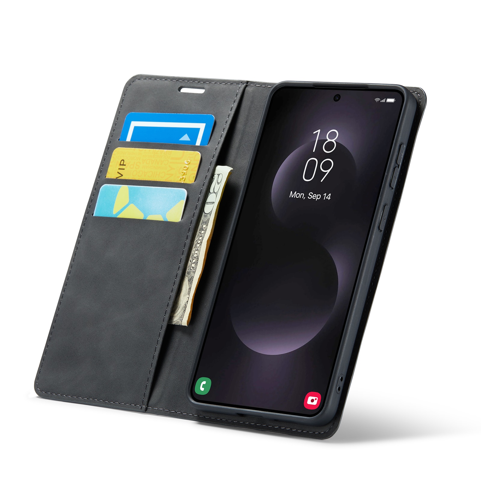 Samsung Galaxy S25 Edge Slim Wallet Case Black