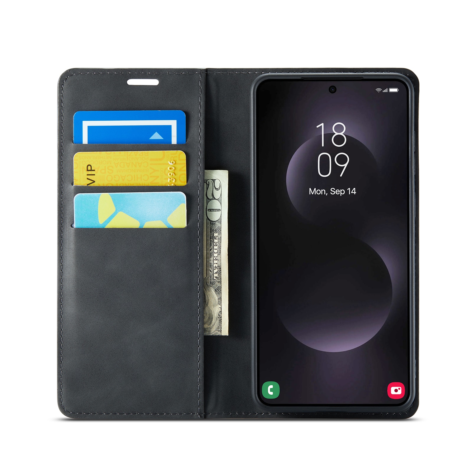Samsung Galaxy S25 Edge Slim Wallet Case Black