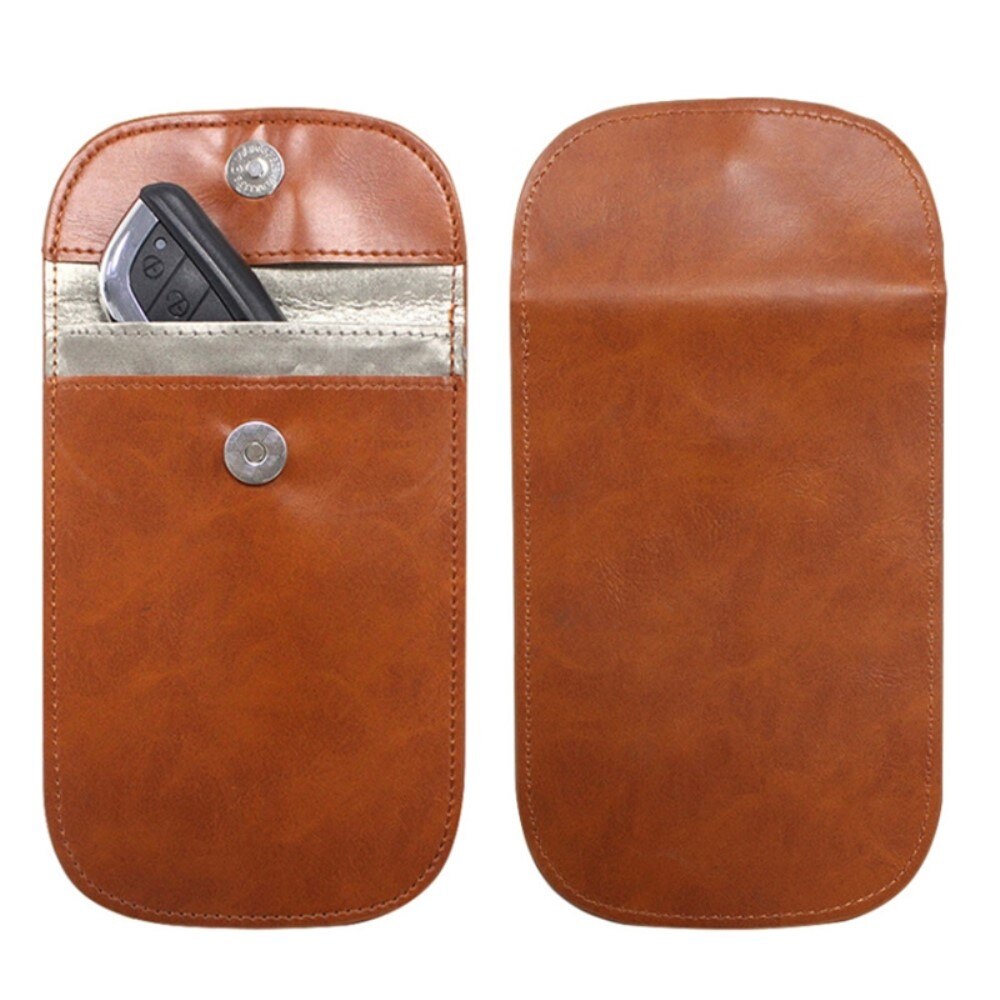 Car Key Case w.  RFID protection Leather Brown